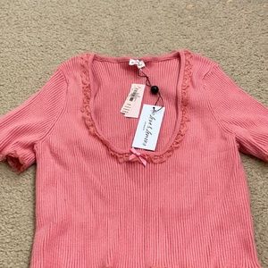 For Love & Lemons Coral/Peach Crop Top